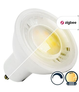 Zigbee3.0 GU10 LED Spot 5,3w, 2000K>4000K, 350 Lumen, Werkt via Zigbee 3.0 / App / Wifi, 2 Jaar Garantie