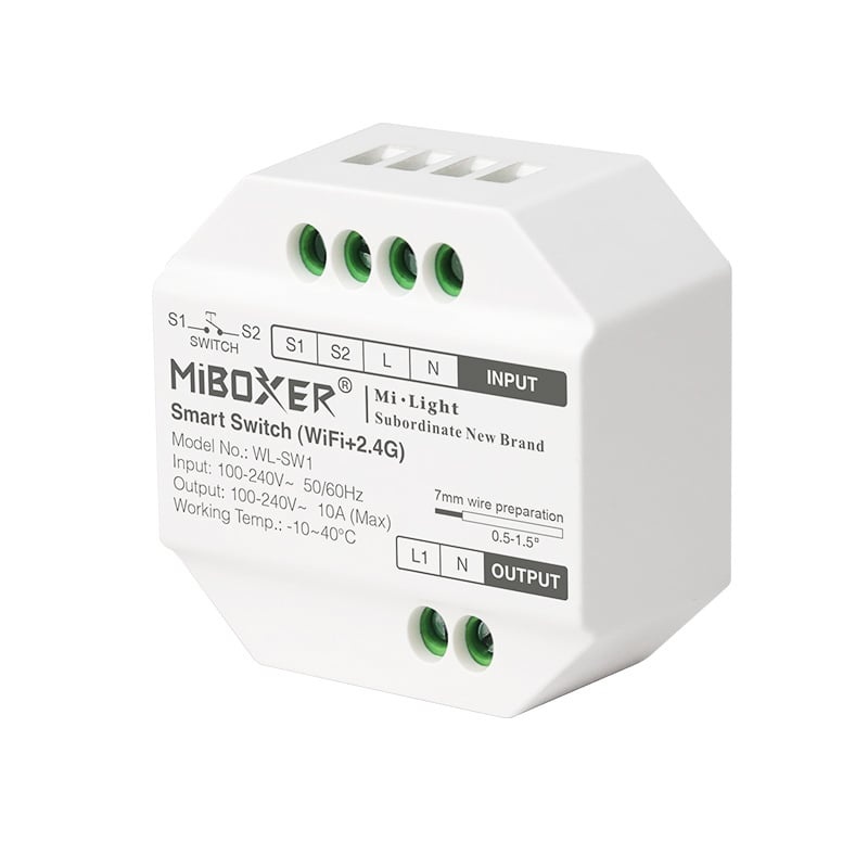 Miboxer Draadloze Schakelaar, Wifi + 2.4GHz, Max. 10A - WL-SW1, foto 2 van 6