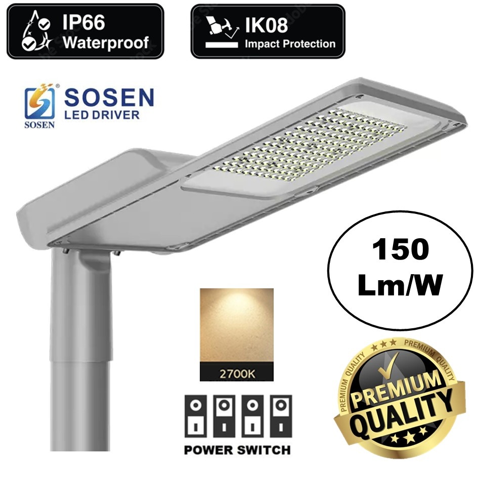 PRO Led Straatverlichting 20w/30w/40w/50w (Powerswitch), 3000-7500 Lm (150lm/w), IP66, IK08, 5 Jaar Garantie