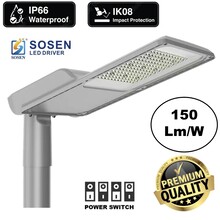 PRO Led Straatverlichting 20w/30w/40w/50w (Powerswitch), 3000-7500 Lm (150lm/w), IP66, IK08, 5 Jaar Garantie