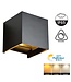 LED Wandlamp Cube 2x3 Watt, 2x 270 Lumen, CCT-Switch (2200K/2700K/3200K), Dimbaar, IP65, Zwart, 2 Jaar Garantie