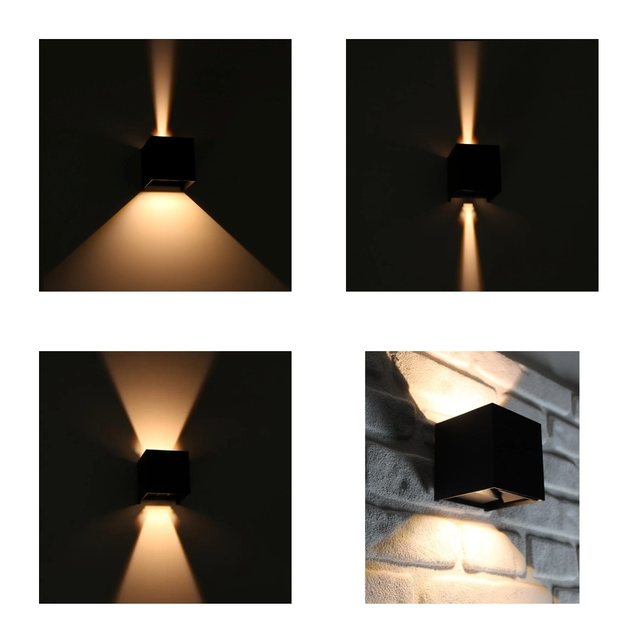 LED Wandlamp Cube 2x3 Watt, 2x 270 Lumen, CCT-Switch (2200K/2700K/3200K), Dimbaar, IP65, Zwart, 2 Jaar Garantie, foto 6 van 6