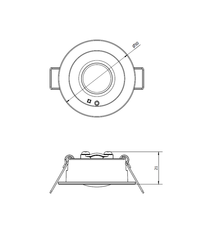 Mini LED Nood Spot/Downlighter Wit, 1,2w, 190 lumen, Ø42 mm gatmaat, Incl. Lens 360° + Gangen, 2 Jaar Garantie
