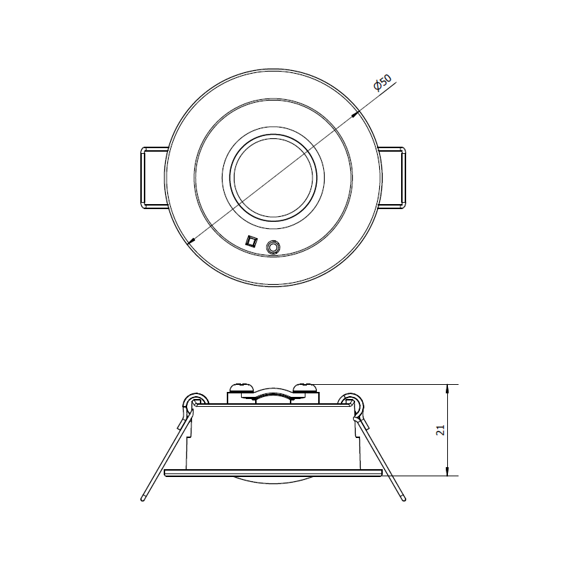 Mini LED Nood Spot/Downlighter Wit, 1,2w, 190 lumen, Ø42 mm gatmaat, Incl. Lens 360° + Gangen, 2 Jaar Garantie, foto 6 van 6