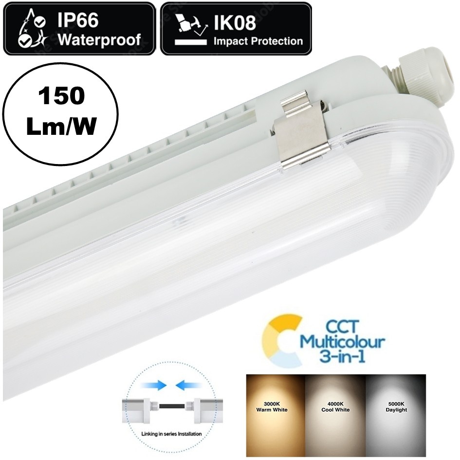 H-Ranger LED Batten 120cm, 10/20/30/40w, 1500 - 6000 Lumen (150lm/w), Color Switch (3000/4000/5000K), IP66, 5 Jaar Garantie
