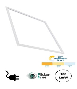 ECO Frame LED Paneel 60x60cm Wit, 36w, 3600 Lumen (100lm/w), Color Switch (3000/4000/6000K), Flikkervrije Driver, Stekkerklaar, 3 Jaar Garantie