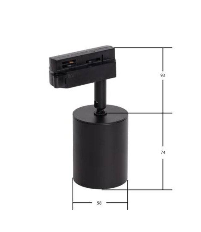 1 Fase Rail Spot Mal, 10w, 1000 Lumen, Dimbaar, Lichthoek:15 graden, Wit, 2 Jaar garantie