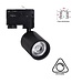 3 Fase Rail Spot Mal, 10w, 1000 Lumen, Dimbaar, Lichthoek:15 graden, Zwart, 2 Jaar garantie