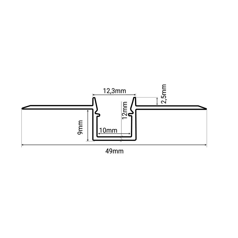 Stuc Aluminium Led Strip Profiel tot 8mm LED Strips | ALU | 12x9mm | Per 2 Meter, foto 6 van 6