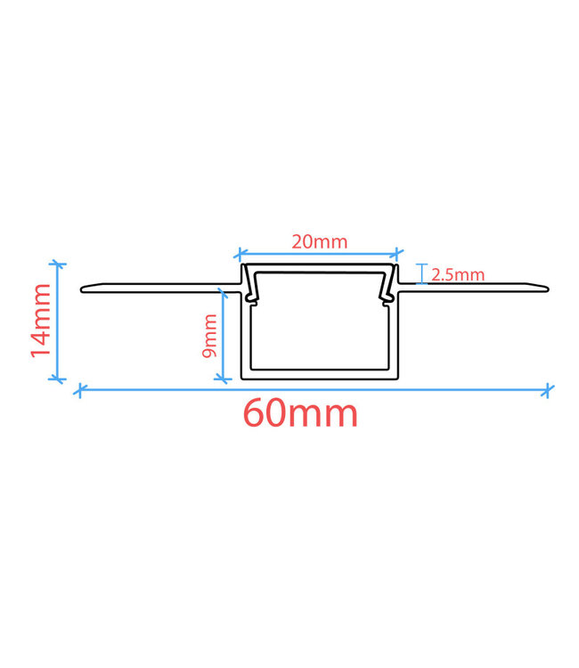 UITVERKOOP: Stuc Aluminium Led Strip Profiel tot 15mm LED Strips | ALU | 20x9mm | Per 2 Meter
