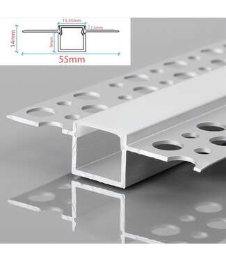 Stuc Aluminium Led Strip Profiel tot 12mm LED Strips | ALU | 15x9mm | Per 2 Meter
