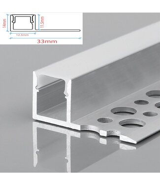 Stuc Aluminium Led Strip Profiel Hoek - Enkel Vin tot 10mm LED Strips | ALU | 12x11mm | Per 2 Meter