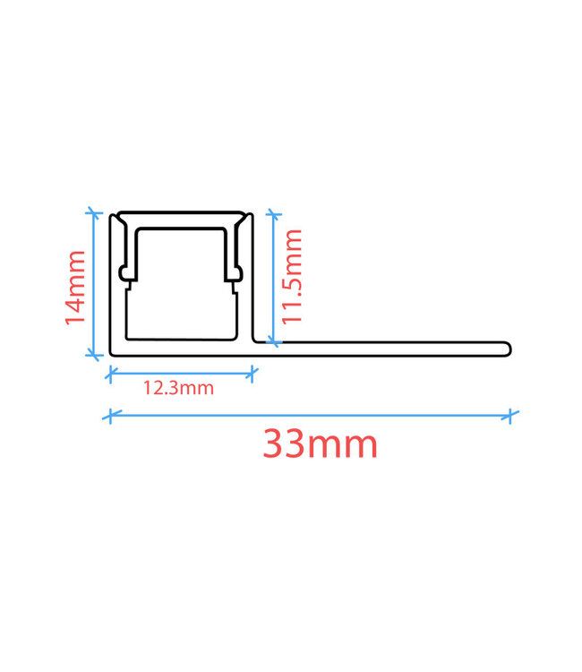 Stuc Aluminium Led Strip Profiel Hoek - Enkel Vin tot 10mm LED Strips | ALU | 12x11mm | Per 2 Meter