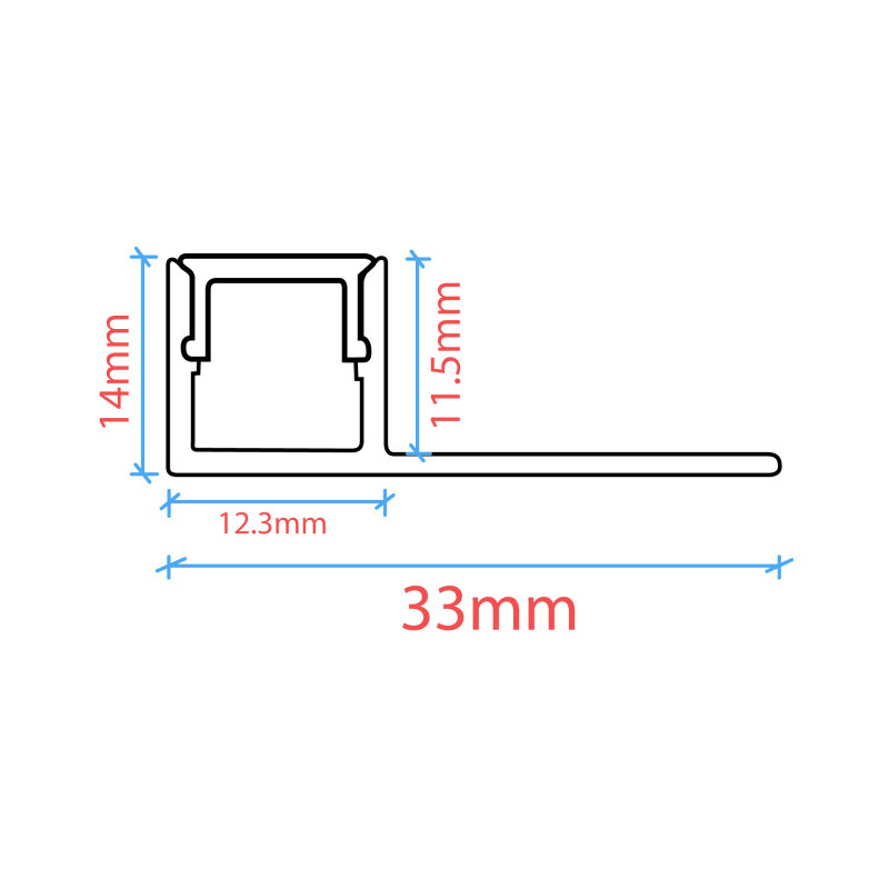 Stuc Aluminium Led Strip Profiel Hoek - Enkel Vin tot 10mm LED Strips | ALU | 12x11mm | Per 2 Meter, foto 4 van 4