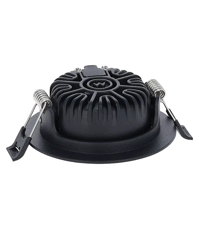 Inbouw LED Spot 6w Flat, 400 Lumen, CCT Switch (2700K/3000K/4000K), Kantelbaar, IP65, Dimbaar, CRI90, Zwart Armatuur, Gatmaat 68-72mm, 2 Jaar Garantie