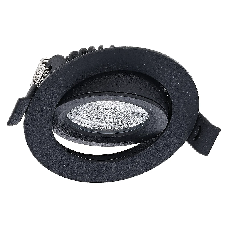 Inbouw LED Spot 6w Flat, 400 Lumen, CCT Switch (2700K/3000K/4000K), Kantelbaar, IP65, Dimbaar, CRI90, Zwart Armatuur, Gatmaat 68-72mm, 2 Jaar Garantie, foto 3 van 6