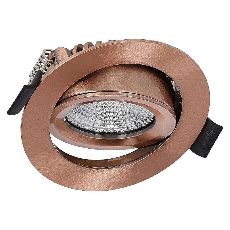 Inbouw LED Spot 6w Flat, 400 Lumen, CCT Switch (2700K/3000K/4000K), Kantelbaar, IP65, Dimbaar, CRI90, Koper Armatuur, Gatmaat 68-72mm, 2 Jaar Garantie, foto 3 van 6