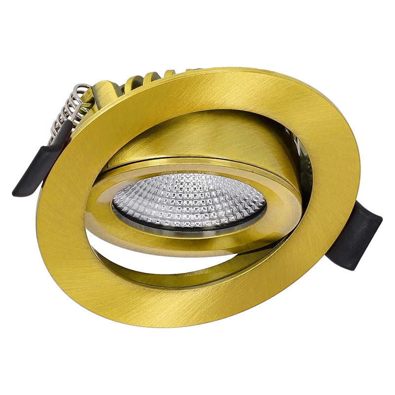 Inbouw LED Spot 6w Flat, 400 Lumen, CCT Switch (2700K/3000K/4000K), Kantelbaar, IP65, Dimbaar, CRI90, Messing Armatuur, Gatmaat 68-72mm, 2 Jaar Garantie, foto 3 van 6