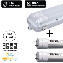Complete LED TL Armatuur 120cm 24/30/36W, CCT Switch 3000K/4000K/6000K, 3360-5600 Lumen (140Lm/w), IP65, Incl. 2x led buis, 3 Jaar garantie