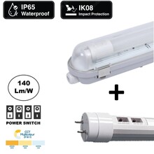 Complete LED TL Armatuur 150cm 18/20/25W, CCT Switch 3000K/4000K/6000K, 2520-3500 Lumen (140Lm/w), IP65, Incl. 1x led buis, 3 Jaar garantie