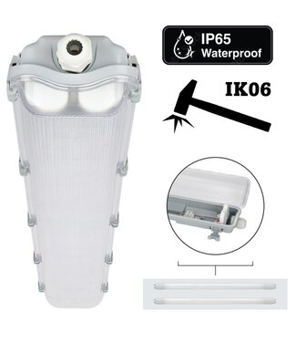 LITE LED TL Armatuur 120cm | IP65 | IK06 | Kunststof Sluitclips | Geschikt voor 2 LED Buis