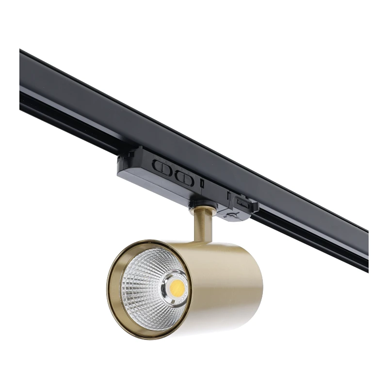 3 Fase LED Rail Spot ROS Koker, TRIAC-Dimbaar, Wattage switch: 10/20/30w, CCT-Switch, 950 tot 2850 lumen, CRI>90, Goud Behuizing , 3 Jaar Garantie, foto 3 van 6