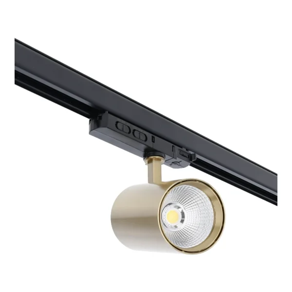 3 Fase LED Rail Spot ROS Koker, TRIAC-Dimbaar, Wattage switch: 10/20/30w, CCT-Switch, 950 tot 2850 lumen, CRI>90, Goud Behuizing , 3 Jaar Garantie, foto 5 van 6