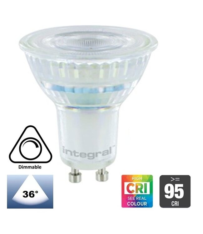 GU10 LED Spot 4w, 400-420 Lumen,  CRI95 (werkelijk kleur weergave), Glas, Dimbaar, Lichthoek: 36°,  2 Jaar Garantie