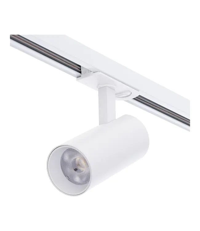 1 Fase Rail Spot 10w, 800 Lumen, CCT-Switch (2700K/3000K/4000K), CRI90, UGR19, Dimbaar, Witkleurige behuizing, 3 Jaar Garantie