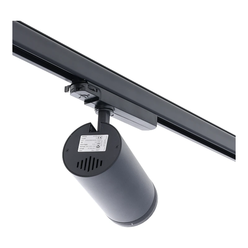 3 Fase LED Rail Spot met Instelbare lichthoek (15°-55°), TRIAC-Dimbaar, Wattage switch: 20/25/30w, CCT-Switch, 1500 tot 2250 lumen, CRI>90, Zwarte Behuizing , 3 Jaar Garantie, foto 6 van 6