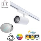 3 Fase LED Rail Spot met Instelbare lichthoek (15°-55°), TRIAC-Dimbaar,  Wattage switch: 20/25/30w,  CCT-Switch, 1500 tot 2250 lumen, CRI>90, Witte Behuizing , 3 Jaar Garantie