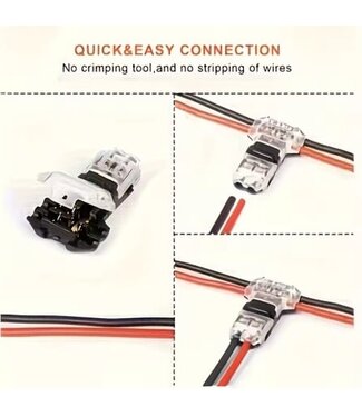 2-polige T-Connector - Max:0,5mm2 kabel - 12-24 vdc