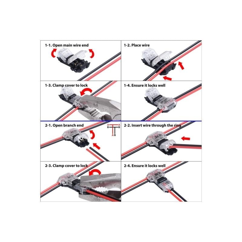 2-polige T-Connector - Max:0,5mm2 kabel - 12-24 vdc, foto 3 van 4