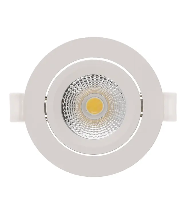 Inbouw LED Spot 6w Flat, 400 Lumen, CCT Switch (2700K/3000K/4000K), Kantelbaar, IP65, Dimbaar, CRI90, Wit Armatuur, Gatmaat 68-72mm, 2 Jaar Garantie