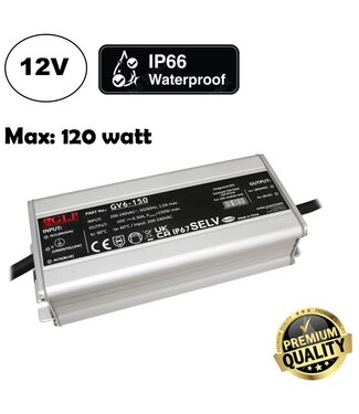 GLP Premium IP67 Waterproof Led Strip voeding 12V/150W/12,5A, Max: 120w, Afm:163x68x37 mm, 3 Jaar Garantie