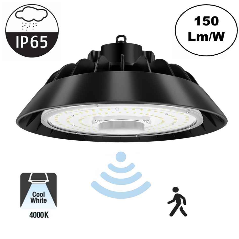 GKD High Bay Led Ufo 100w, 15000 Lumen, IP65, Met Bewegingssensor, 5 Jaar Garantie