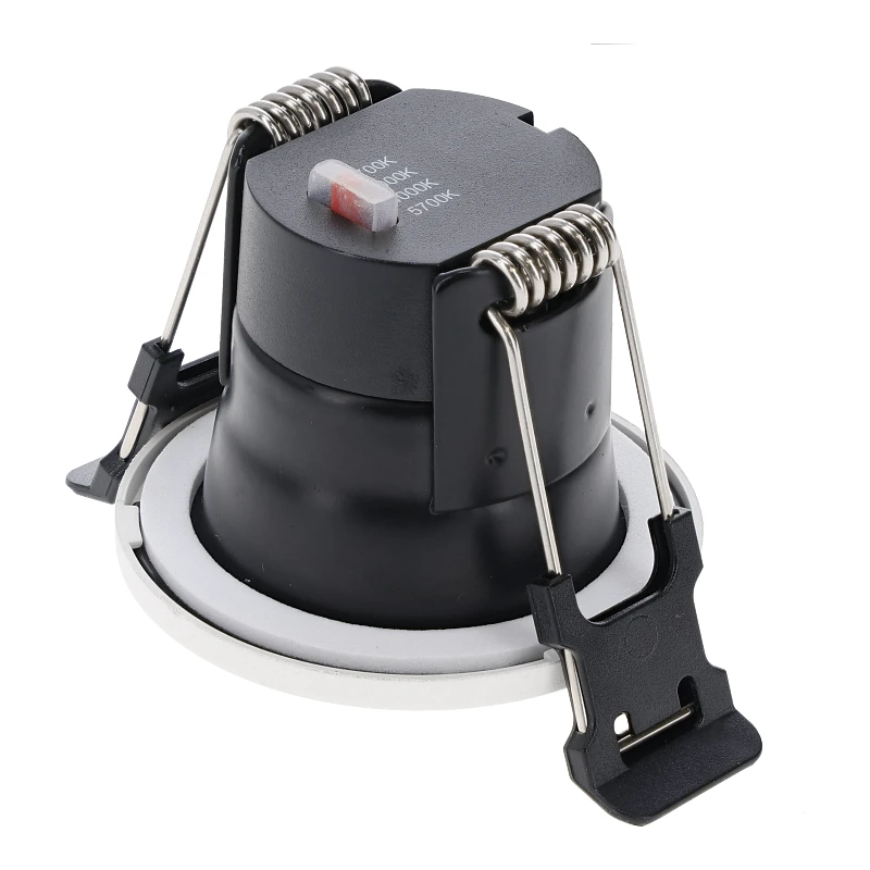 Inbouw LED Spot 4w Mini, 380 Lumen, CCT Switch (2700K/3000K/4000K/5700K), IP65, Dimbaar, Wit Armatuur, Gatmaat 40-45mm, 2 Jaar Garantie, foto 3 van 6