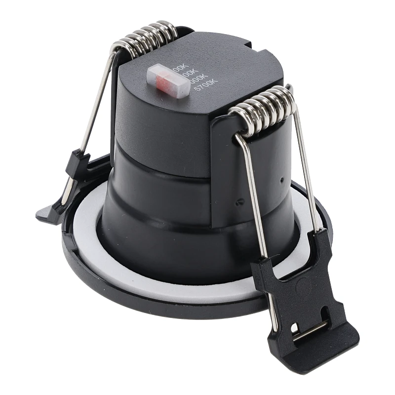 Inbouw LED Spot 4w Mini, 380 Lumen, CCT Switch (2700K/3000K/4000K/5700K), IP65, Dimbaar, Zwart Armatuur, Gatmaat 40-45mm, 2 Jaar Garantie, foto 3 van 6