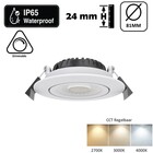Reserveer: Inbouw LED Spot 5/7w Luxe, 475/665 Lumen, CCT (2700K/3000K/4000K), Kantelbaar, IP65, Dimbaar, Wit Armatuur, Gatmaat 70mm, 3 Jaar Garantie