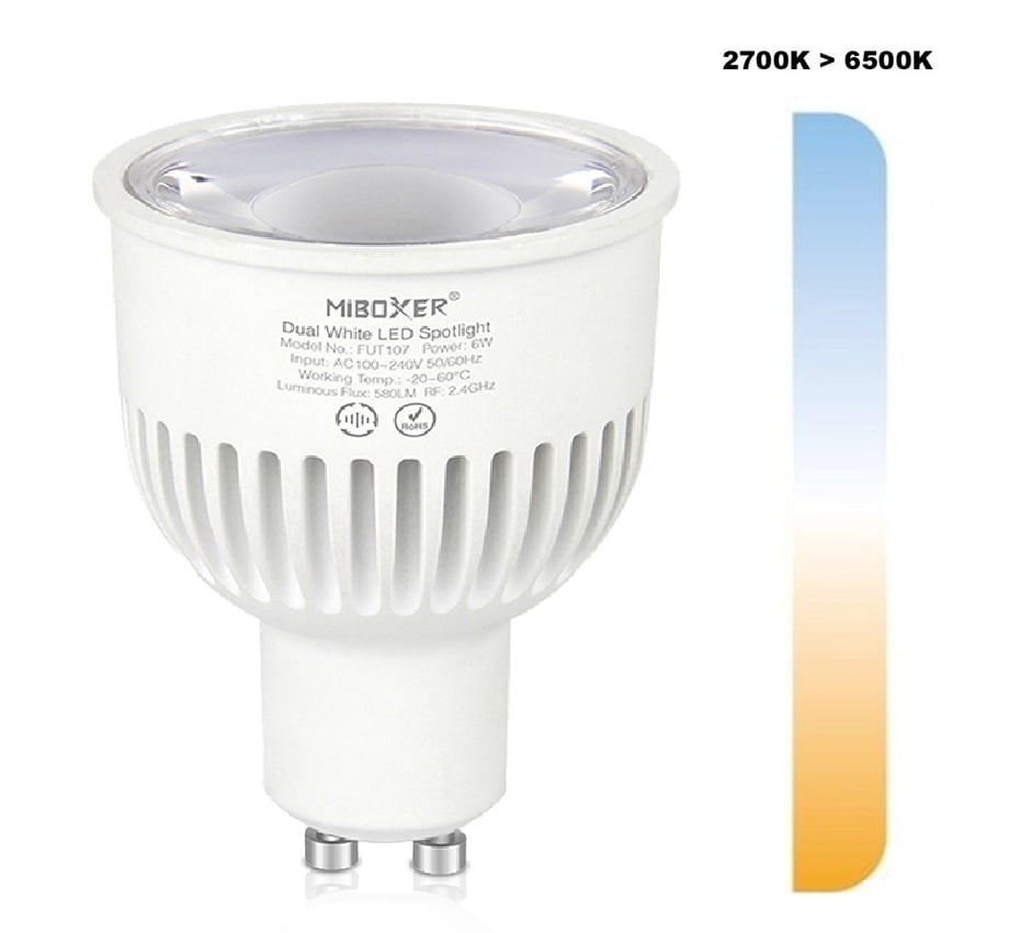 MiBoxer GU10 LED Spot 6w CCT, 2.4Ghz, 550 Lumen, 2 Jaar Garantie - FUT107, foto 3 van 6