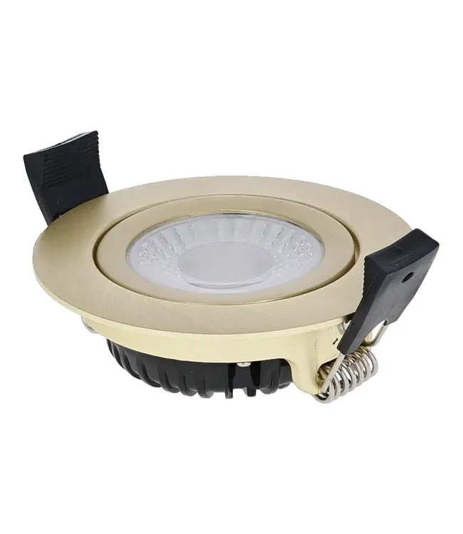 Inbouw LED Spot 5/7w Luxe, 475/665 Lumen, CCT + DimToWarm Switch (2300K/3000K/4000K + Dim To Warm), Kantelbaar, IP65, Dimbaar, Messing Armatuur, Gatmaat 70mm, 3 Jaar Garantie