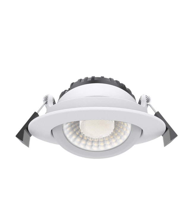 Inbouw LED Spot 5/7w Luxe, 475/665 Lumen, CCT + DimToWarm Switch (2300K/3000K/4000K + Dim To Warm), Kantelbaar, IP65, Dimbaar, Wit Armatuur, Gatmaat 70mm, 3 Jaar Garantie