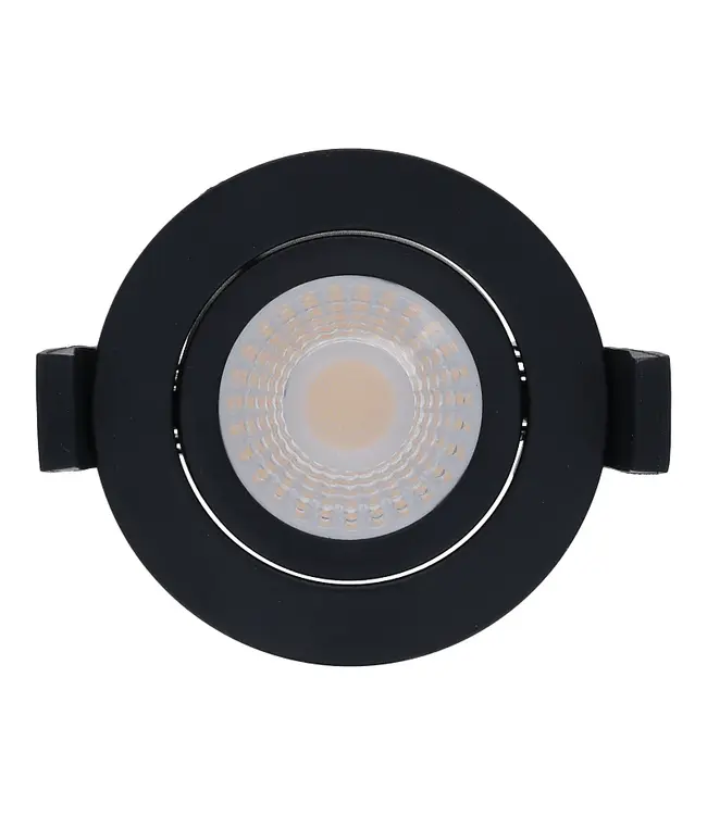 Inbouw LED Spot 5/7w Luxe, 475/665 Lumen, CCT + DimToWarm Switch (2300K/3000K/4000K + Dim To Warm), Kantelbaar, IP65, Dimbaar, Zwart Armatuur, Gatmaat 70mm, 3 Jaar Garantie