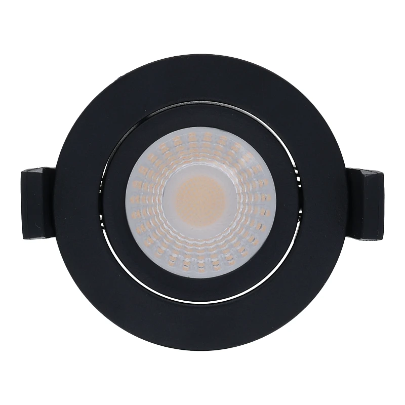 Inbouw LED Spot 5/7w Luxe, 475/665 Lumen, CCT + DimToWarm Switch (2300K/3000K/4000K + Dim To Warm), Kantelbaar, IP65, Dimbaar, Zwart Armatuur, Gatmaat 70mm, 3 Jaar Garantie, foto 2 van 6