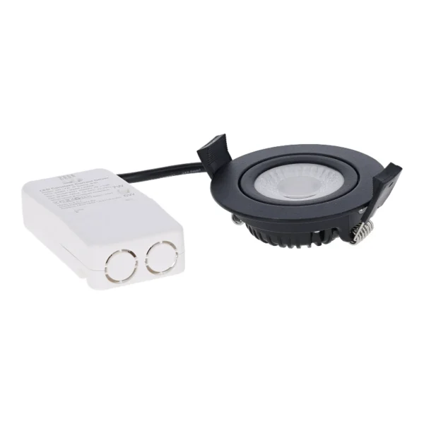 Inbouw LED Spot 5/7w Luxe, 475/665 Lumen, CCT + DimToWarm Switch (2300K/3000K/4000K + Dim To Warm), Kantelbaar, IP65, Dimbaar, Zwart Armatuur, Gatmaat 70mm, 3 Jaar Garantie, foto 4 van 6