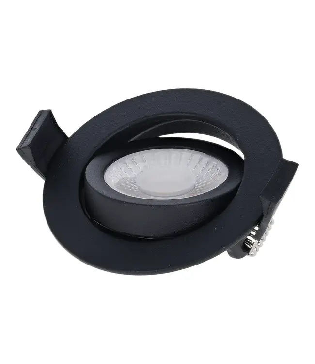Inbouw LED Spot 5/7w Luxe, 475/665 Lumen, CCT + DimToWarm Switch (2300K/3000K/4000K + Dim To Warm), Kantelbaar, IP65, Dimbaar, Zwart Armatuur, Gatmaat 70mm, 3 Jaar Garantie