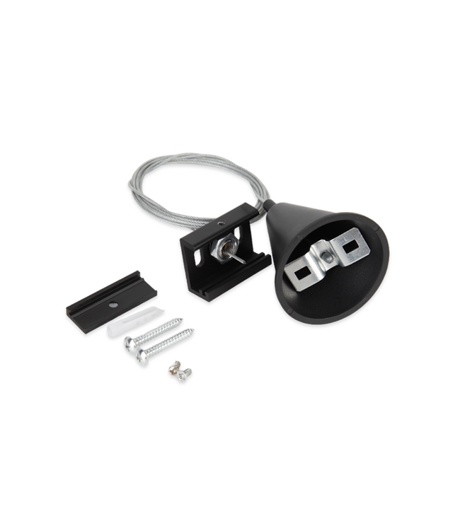 3 Fase Rail Ophangset met Plafondbeslag en Zwart Afwerktube  - Zwart