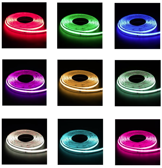 Premium Led Strip ROL 5 Meter COB, 16w/m, 840 led/m, RGB+CCT (2700K>6500K), CRI90, 24v, IP65, 12mm, 3 Jaar garantie, foto 2 van 6