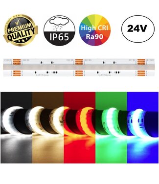 Premium Led Strip ROL 5 Meter COB, 16w/m, 840 led/m, RGB+CCT (2700K>6500K), CRI90, 24v, IP65, 12mm, 3 Jaar garantie