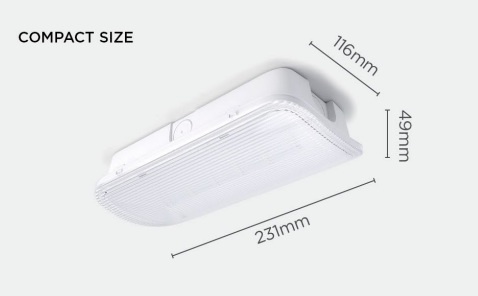 Compact LED Bulkhead Noodverlichting 1w, 150 Lumen, IP65, Met pijlaanduiding, 231x116mm, 2 Jaar garantie, foto 3 van 3